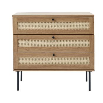 Comodă în culoare naturală joasă cu aspect de lemn de stejar 80x75 cm Pensacola – Unique Furniture