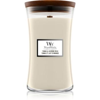 Woodwick Tonka & Almond Milk lumânare parfumată 610 g