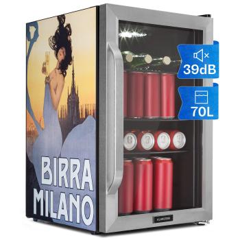 Klarstein Beersafe 70 Birra Milano Edition, frigider, 70 litri, 3 rafturi, uși panoramice din sticla, inox