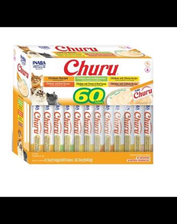 INABA Churu Varieties Chicken Recipe 60x14g Recompense crema pentru pisica, cu pui