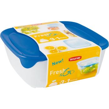 Set 4 recipiente pentru alimente Curver Fresh&Go, albastru