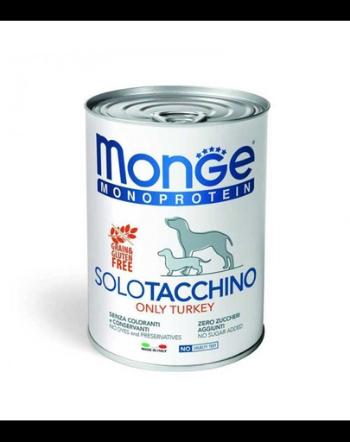 MONGE Monoprotein, hrana umeda pentru caini, Curcan, 400 g