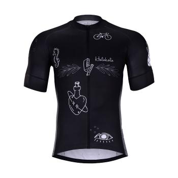
                 HOLOKOLO Tricou de ciclism cu mânecă scurtă - BLACK OUT - negru/alb  
            