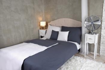 Lenjerie de pat monocolor bumbac - gri deschis/gri închis - Mărimea 220x200 + 2x 70x90 cm