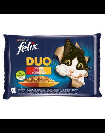 FELIX Duo Hrana umeda cu mix de carne pentru pisici adulte sterilizate 48x85g