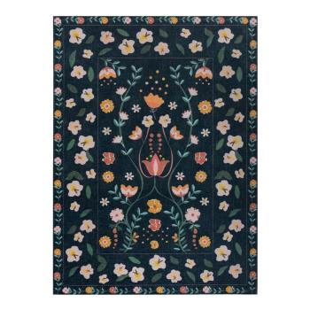 Covor albastru închis lavabil 120x170 cm MATCH NORDIC FLORAL – Flair Rugs