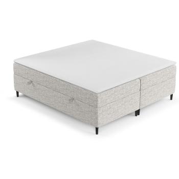 Pat boxspring gri deschis cu spațiu de depozitare 140x200 cm Araya – Maison de Rêve