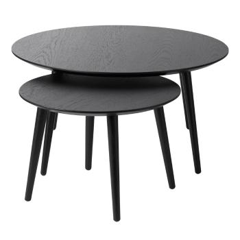 Măsuțe de cafea negre 2 buc. rotunde ø 88 cm Adda – Unique Furniture