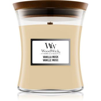 Woodwick Vanilla Musk lumânare parfumată 275 g