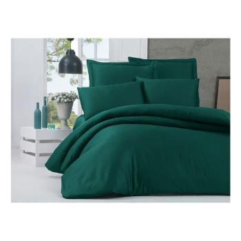 Lenjerie de pat din bumbac satinat și cearșaf Alisa, 200 x 220 cm, verde
