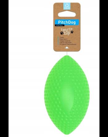 PULLER PitchDog, minge pentru caini, forma de Rugby, verde, 9 cm x 14 cm