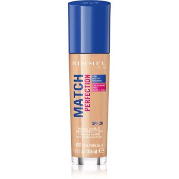 Rimmel Match Perfection fond de ten lichid SPF 20 culoare 001 Fair Porcelain 30 ml