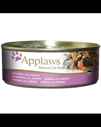 APPLAWS Cat hrană umedă pentru pisici cu macrou și sardine 156 g