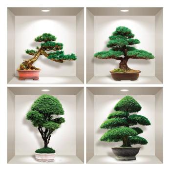 Set 4 autocolante 3D pentru perete Ambiance Bonsai Design