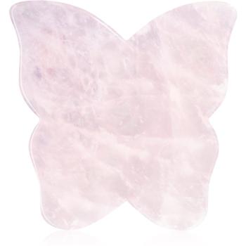Crystallove Butterfly Rose Quartz Gua Sha Plate accesoriu de masaj