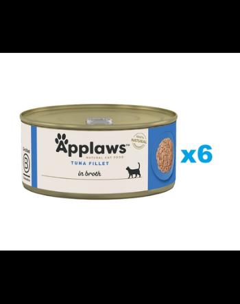 APPLAWS Cat Adult Tuna Fillet in Broth file de ton in supa 6x70 g hrana pentru pisica