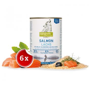Pachet 6 Conserve Isegrim Dog Adult Salmon, 400 g
