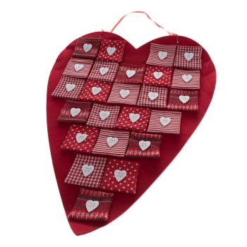 Calendar Advent textil de agățat Dakls Heart, lungime 68 cm