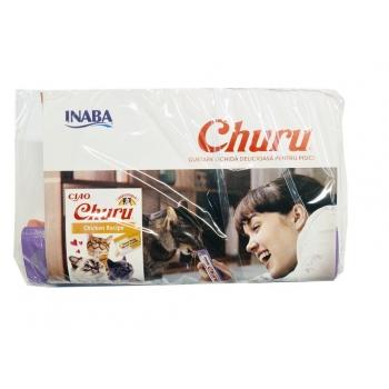 PROMO INABA CIAO Churu Piure, 2 arome, pachet mixt, recompense lichide fără cereale pisici, topping cremos, 14g