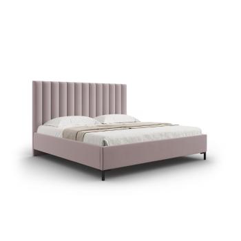 Pat matrimonial roz deschis tapițat cu spațiu de depozitare și somieră 160x200 cm Casey – Mazzini Beds