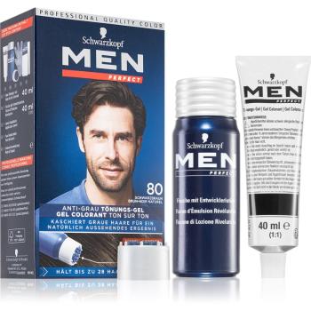 Schwarzkopf Men Perfect Anti-Grey Color Gel gel tonifiant pentru păr pentru bărbați 80 Natural Black Brown