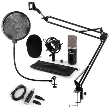Auna CM003, set de microfon, USB convertor, kit de microfon condensator V4 + braț de microfon, culoare neagră