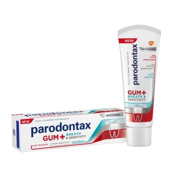 Parodontax Pastă de dinți pentru probleme gingivale, de respirație și sensibilitate dentară Gum and Bulldog Sensitive Whitening 75 ml