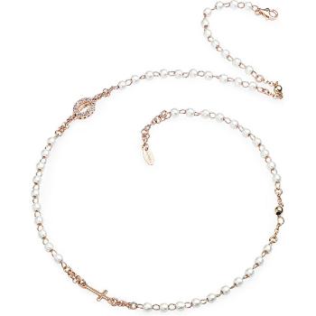 Amen Pink aur placat cu argint colier cu rozariu CRORBZ-M3 perle