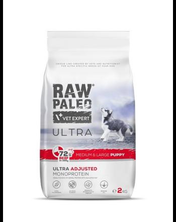 RAW PALEO Ultra Beef Medium&amp;Large Puppy 2kg hrana catei rasa medie si mare, cu vita