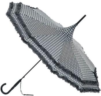 Blooming Brollies Umbrelă automată cu baston, pentru femei Pagoda with Frill Umbrella in Charcoal BCSFPCH1