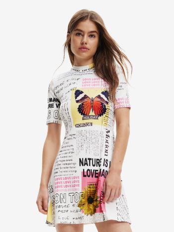 Desigual Newspaper Rochie Alb