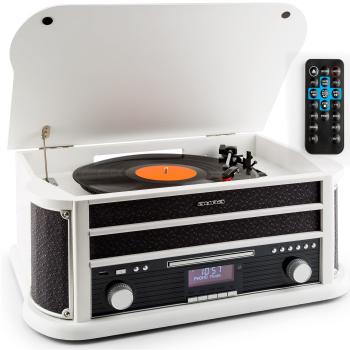 Auna Belle Epoque 1908 DAB retro stereo placă turnantă DAB + FM USB MP3 CD Phono MC alb