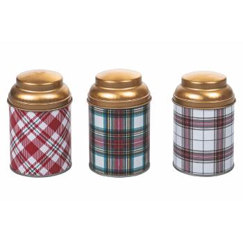 Set 3 recipiente de depozitare din metal Villa d'Este Tartan, ø 6,5 cm