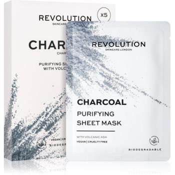 Revolution Skincare Purifying Charcoal set de măști textile pentru ten gras si problematic 5 buc