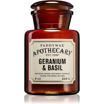 Paddywax Apothecary Geranium & Basil lumânare parfumată 226 g