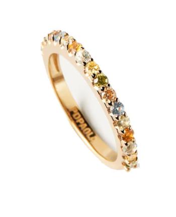 PDPAOLA Inel delicat placat cu aur cu zirconi RAINBOW Gold AN01-C07 50 mm