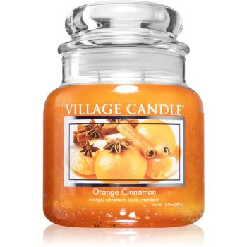 Village Candle Orange Cinnamon lumânare parfumată  (Glass Lid) 389 g