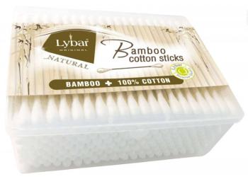 Lybar Original Natural Bamboo bețișoare de bumbac în cutie pătrată 200 buc