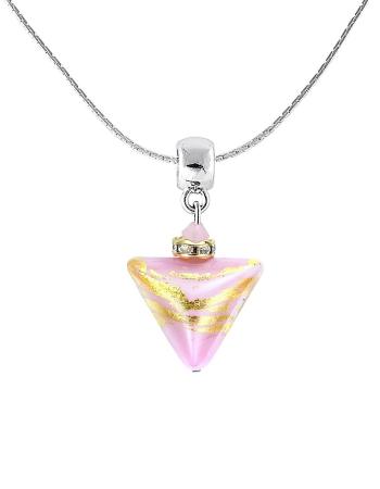 Lampglas Colier romantic Sweet Rose Triangle cu aur de 24 de carate în perla Lampglas NTA9