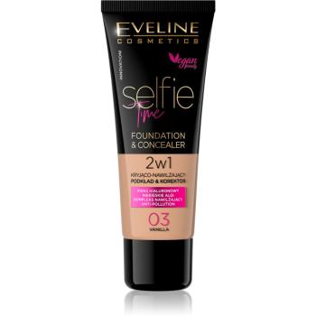 Eveline Cosmetics Selfie Time make-up si corector 2 in 1 culoare 03 Vanilla 30 ml