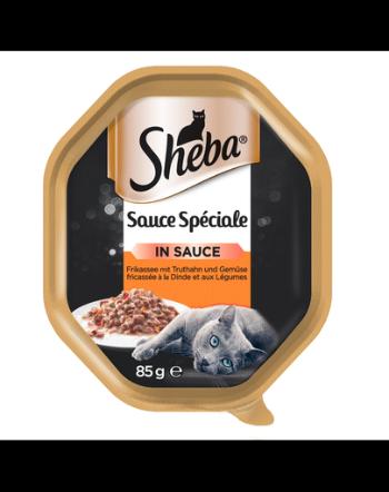 SHEBA Sauce Speciale hrana umeda pentru pisici, curcan si legume in sos 85g