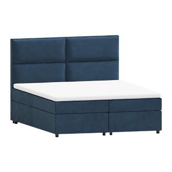 Pat boxspring albastru închis cu spațiu de depozitare 140x200 cm Rico – Ropez