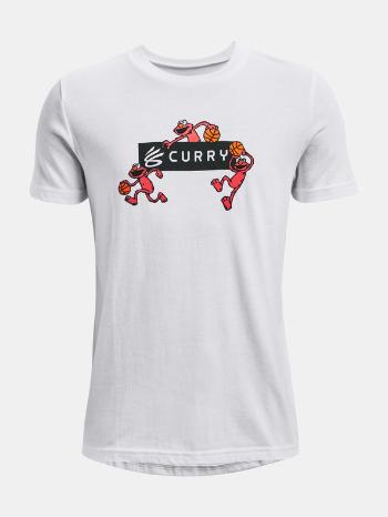 Under Armour Curry Elmo Dribble SS Tricou pentru copii Alb