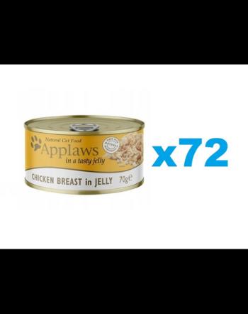 APPLAWS Cat Adult Chicken Breast in Jelly Conserve hrana pentru pisici, cu pui in aspic 72x70g