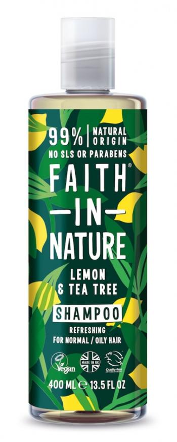 Faith in Nature Șampon natural pentru păr gras și normalCitrón & Tea Tree (Refreshing Shampoo) Tea Tree (Refreshing Shampoo) 400 ml