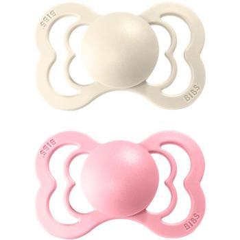 BIBS Supreme Natural Rubber Size 2: 6+ months suzetă Ivory / Baby Pink 2 buc