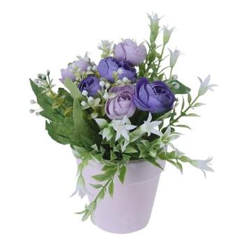 Trandafir artificial, în ghiveci, violet, 21 cm