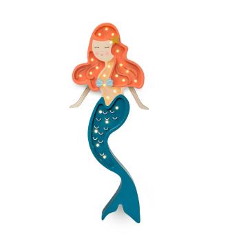 Veioză din lemn de pin Little Lights Mermaid, înălțime 51 cm