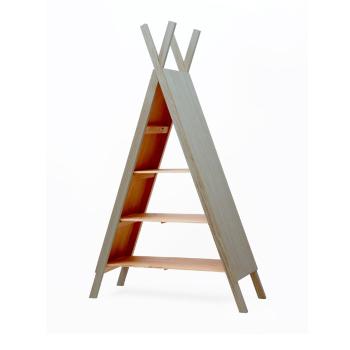 Bibliotecă din lemn de pin pentru copii Little Nice Things Teepee, gri