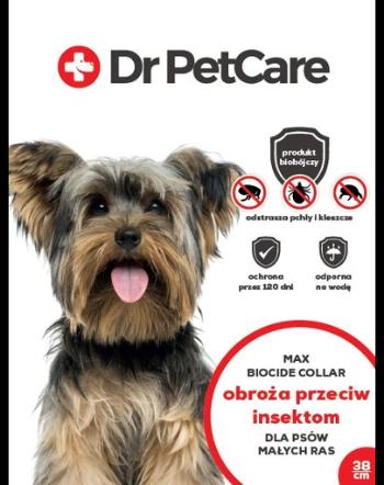 Dr PetCare MAX Bio Cide Collar zgarda protectie impotriva puricilor si insectelor, pentru caini de rasa mica 38 cm